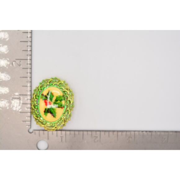 Tancer II Christmas Pin Brooch Holiday Red Berry Mistletoe Gold Signed BinAL - Picture 12 of 12